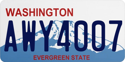 WA license plate AWY4007