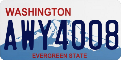 WA license plate AWY4008