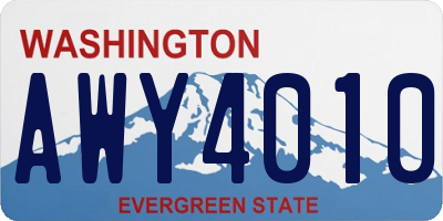WA license plate AWY4010