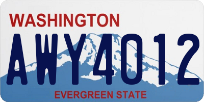 WA license plate AWY4012