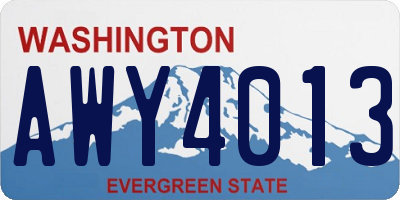 WA license plate AWY4013