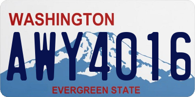 WA license plate AWY4016