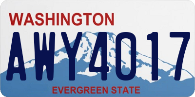 WA license plate AWY4017