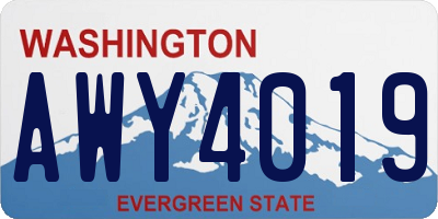 WA license plate AWY4019