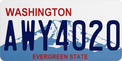 WA license plate AWY4020