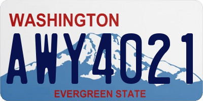 WA license plate AWY4021