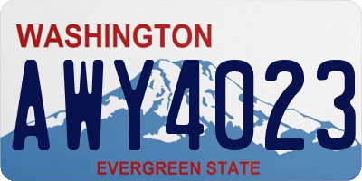 WA license plate AWY4023