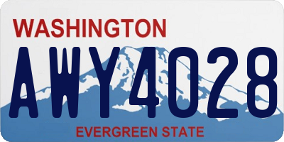 WA license plate AWY4028