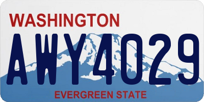 WA license plate AWY4029