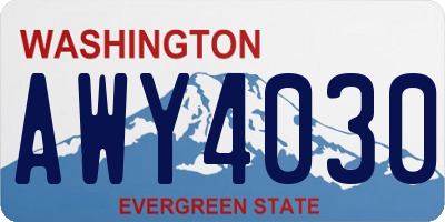 WA license plate AWY4030