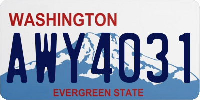 WA license plate AWY4031