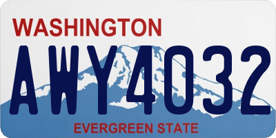 WA license plate AWY4032