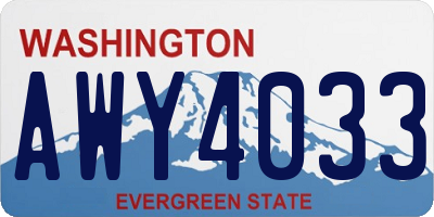 WA license plate AWY4033