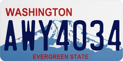 WA license plate AWY4034