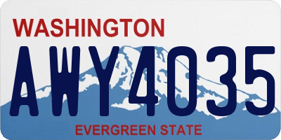 WA license plate AWY4035
