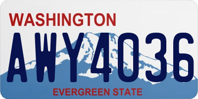WA license plate AWY4036