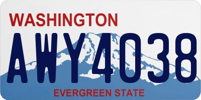 WA license plate AWY4038