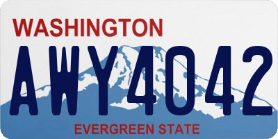 WA license plate AWY4042