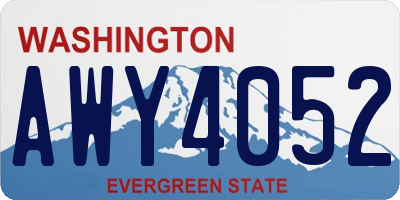 WA license plate AWY4052