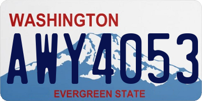 WA license plate AWY4053