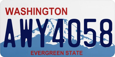 WA license plate AWY4058