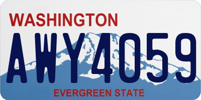 WA license plate AWY4059