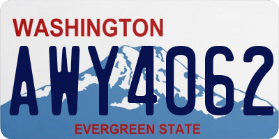 WA license plate AWY4062