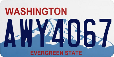 WA license plate AWY4067