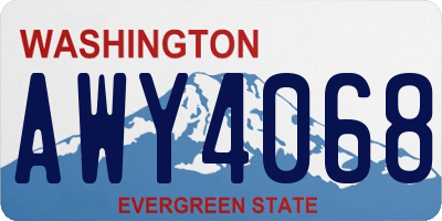 WA license plate AWY4068