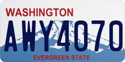 WA license plate AWY4070