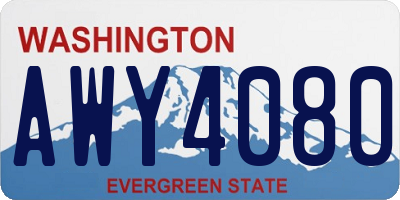 WA license plate AWY4080
