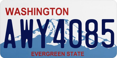 WA license plate AWY4085