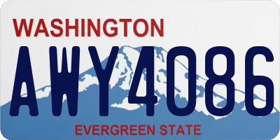 WA license plate AWY4086