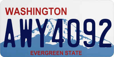 WA license plate AWY4092