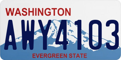 WA license plate AWY4103