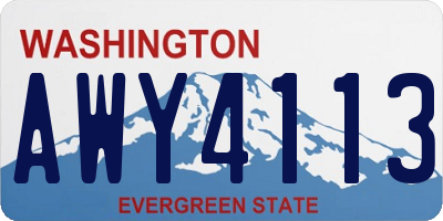 WA license plate AWY4113