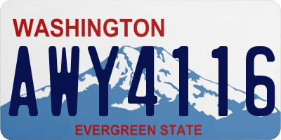 WA license plate AWY4116