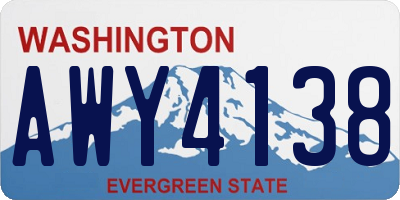 WA license plate AWY4138