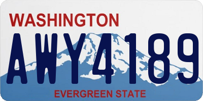 WA license plate AWY4189