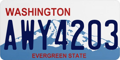 WA license plate AWY4203