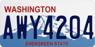 WA license plate AWY4204