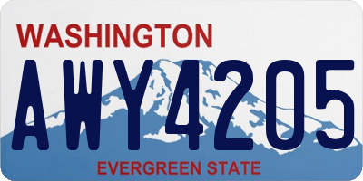 WA license plate AWY4205