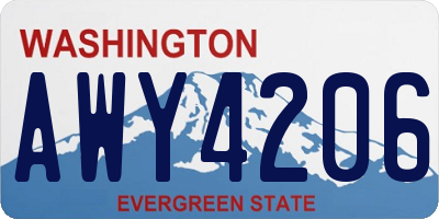 WA license plate AWY4206