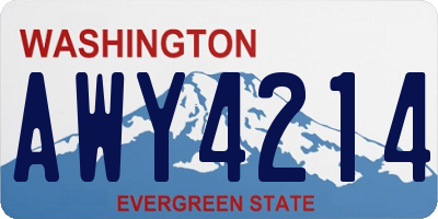 WA license plate AWY4214