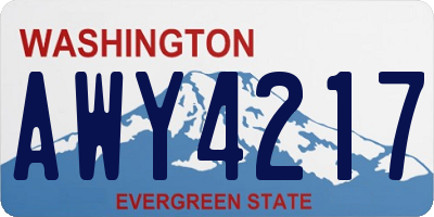 WA license plate AWY4217