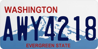 WA license plate AWY4218