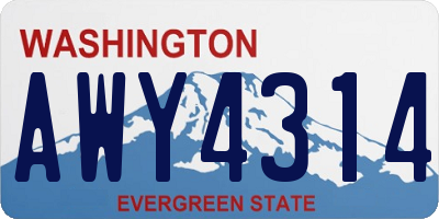 WA license plate AWY4314