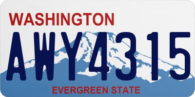 WA license plate AWY4315