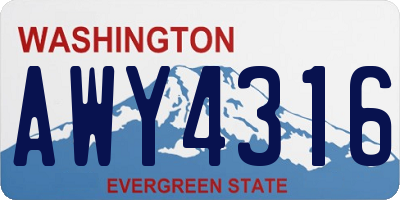 WA license plate AWY4316