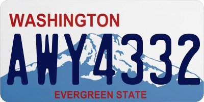 WA license plate AWY4332